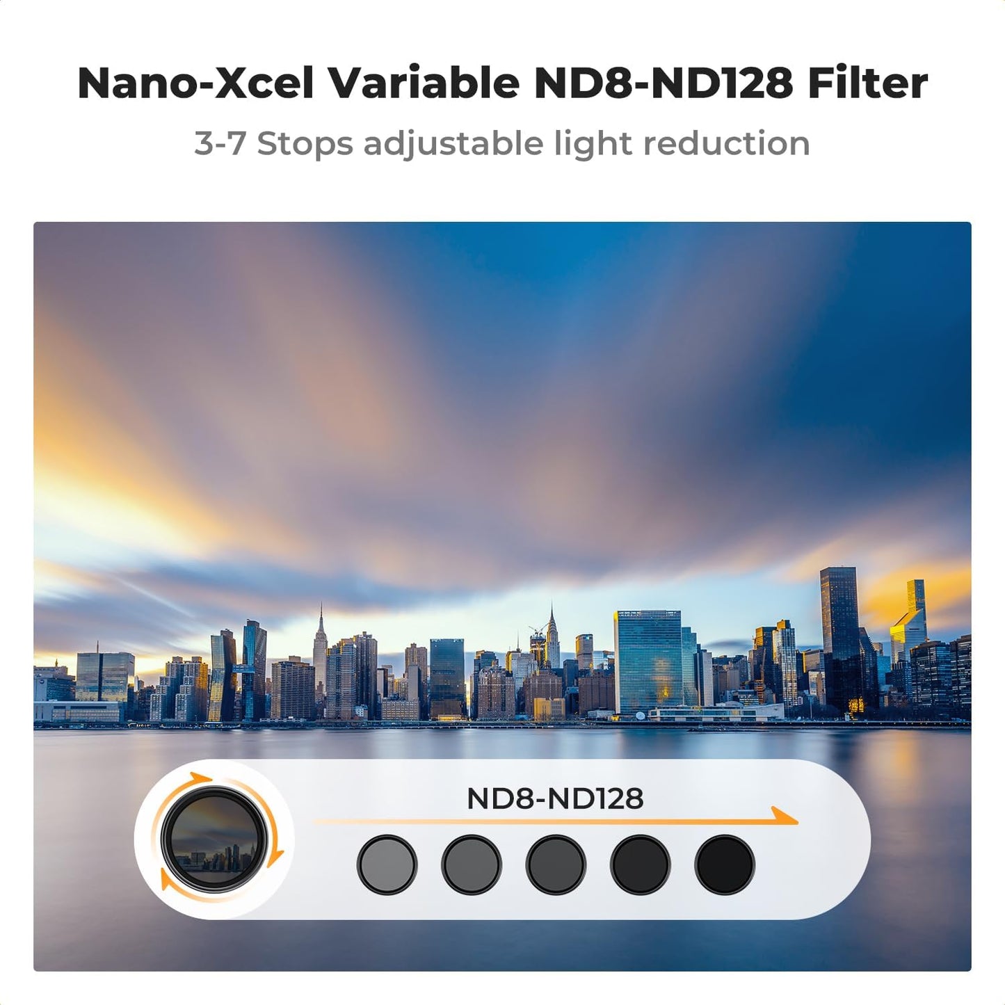 67Mm Variable ND Lens Filter ND8-ND128 (3-7 Stop) Waterproof VND Filter with 28 Multi-Coatings for Camera Lens (Nano-X Series)