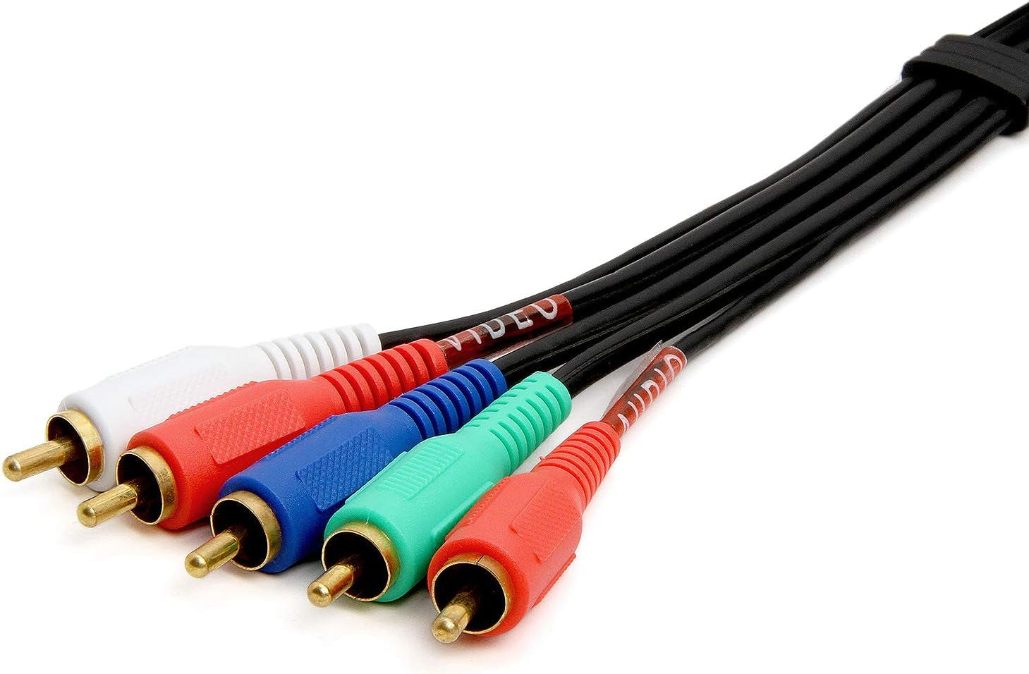 5-RCA Male to 5RCA Male RGB Component Audio Video Cable for HDTV - Gold Plated RCA to RCA - 6 Feet, Black