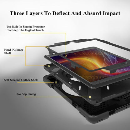 Ipad Air Case 1St Generation 2013,  Ipad Air 1 Case Heavy Duty Shockproof, Military Grade Rugged Protective Case W/Rotating Stand Hand Shoulder Strap for Ipad Air 9.7 Inch A1474/A1475/A1476-Black