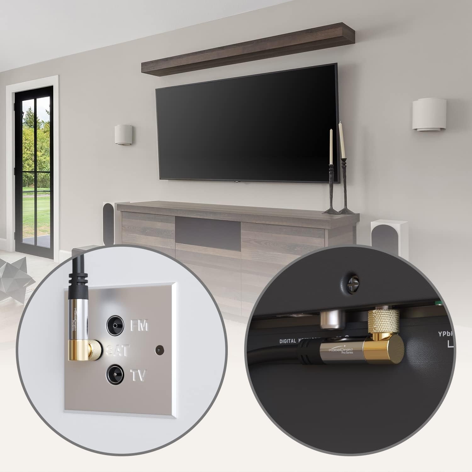 – SAT Cable, Coaxial – Internet, Satellite Cable – Tv/Aerial/Coax Cord, F-Connector – Designed in Germany – 90° Angled – 3Ft (Radio, DVB-C/DVB-S2 – Black)