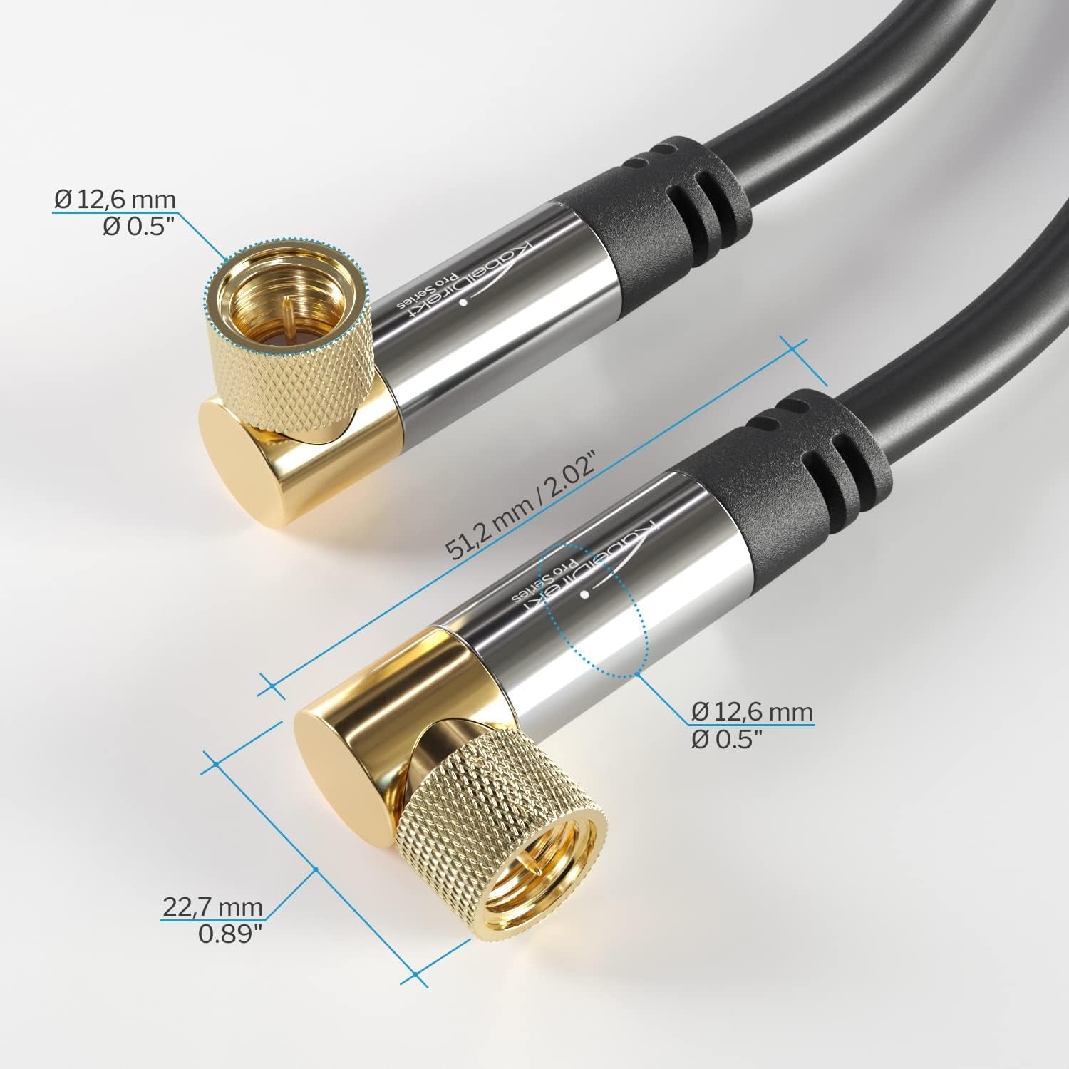 – SAT Cable, Coaxial – Internet, Satellite Cable – Tv/Aerial/Coax Cord, F-Connector – Designed in Germany – 90° Angled – 3Ft (Radio, DVB-C/DVB-S2 – Black)